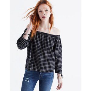 Madewell Plaid Off-the-Shoulder Top | Size M